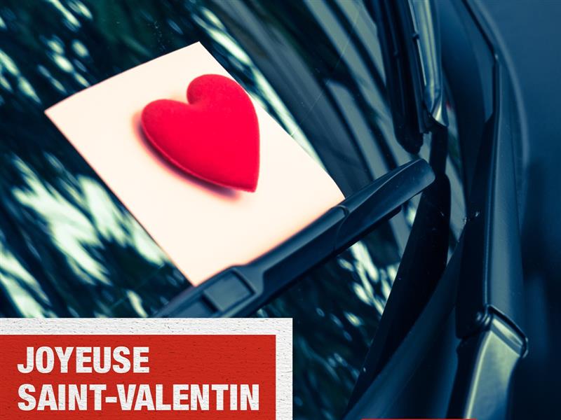 Célébrez la Saint-Valentin sur votre pare-brise